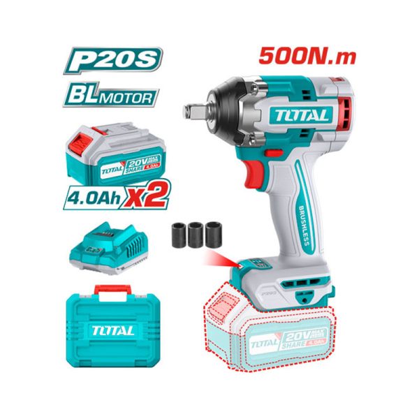 Máy siết bu lông dùng Pin Total TIWLI2050 (20V, 2 Pin 4.0Ah & Sạc)