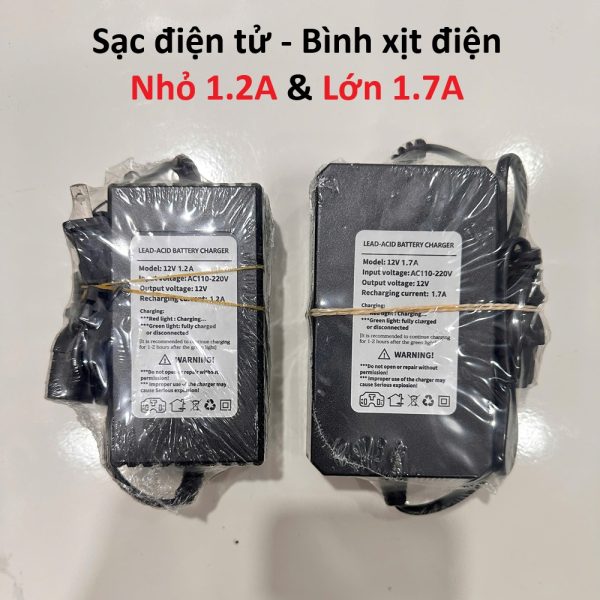 Bộ sạc bình xịt điện 1 bơm và 2 bơm (Loại nhỏ 1.2A/ lớn 1.7A)